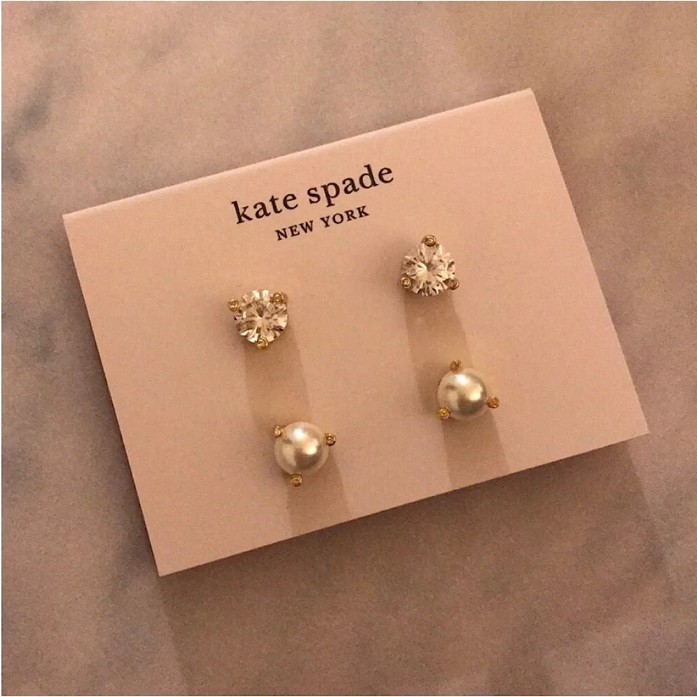 Kate Spade New York Rise and Shine 2-Stud Set, Cubic Zirconia & Glass Pearl - Picture 10 of 13